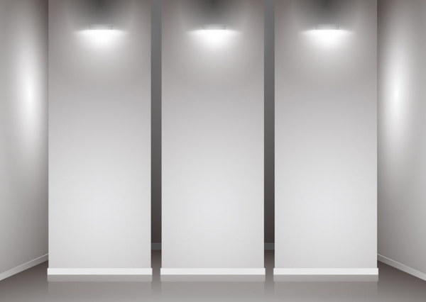 Set of Interior showroom and light wall vector backgrounds 02