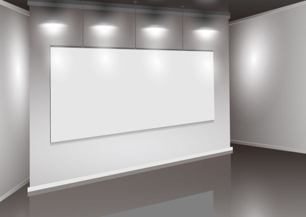 Set of Interior showroom and light wall vector backgrounds 04