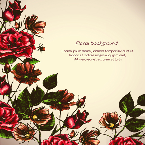Retro Flower Backgrounds art vector 02