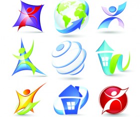 Modern 3D logos design elements vector 01