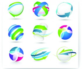 Modern 3D logos design elements vector 02