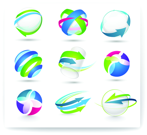 Modern 3D logos design elements vector 02