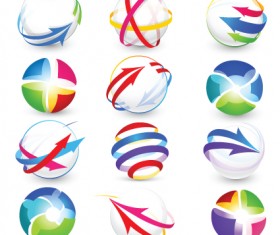 Modern 3D logos design elements vector 04