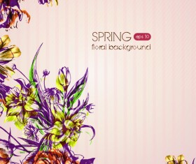 Retro Flower Backgrounds art vector 05