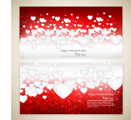 Red style Valentine cards design elements vector 06