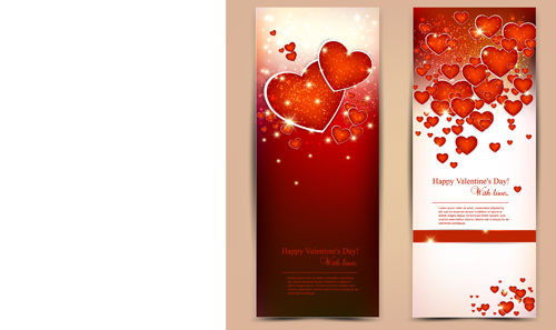 Red style Valentine cards design elements vector 09