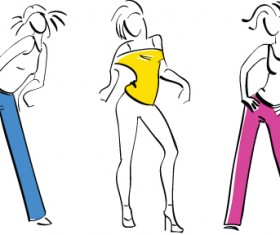 Vector set of Alluring beauty girls design elements 01