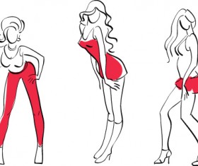 Vector set of Alluring beauty girls design elements 02