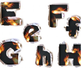 Different Alphabet fire paper vector material 01