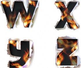 Different Alphabet fire paper vector material 02