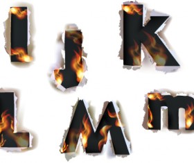 Different Alphabet fire paper vector material 03