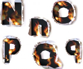Different Alphabet fire paper vector material 04