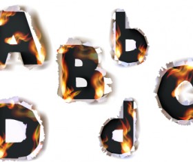 Different Alphabet fire paper vector material 05