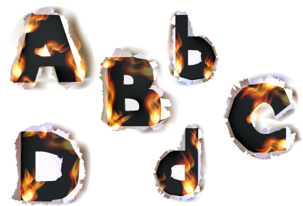 Different Alphabet fire paper vector material 05