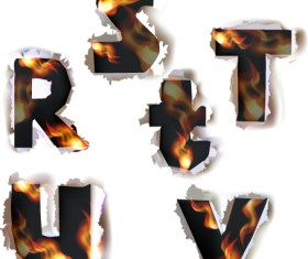 Different Alphabet fire paper vector material 06