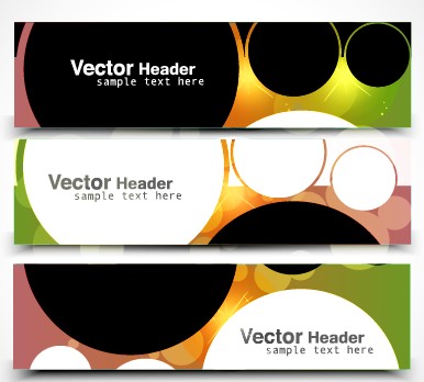 vector Set of Abstract Banner header graphics 01