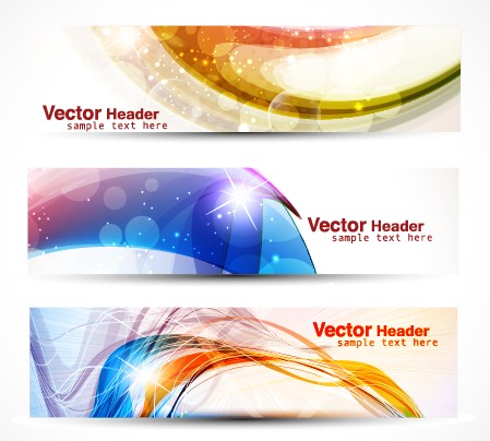 vector Set of Abstract Banner header graphics 03