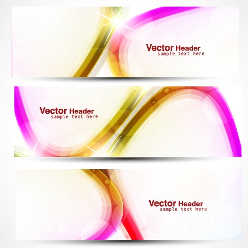 vector Set of Abstract Banner header graphics 04