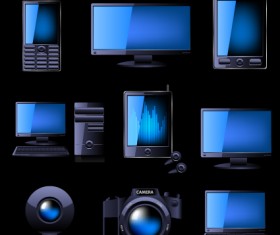 Different Blue icons Appliances design vector 01