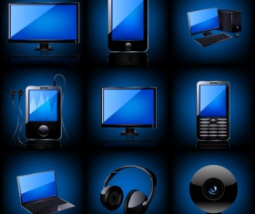 Different Blue icons Appliances design vector 02