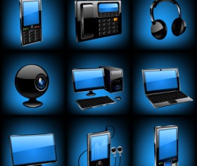 Different Blue icons Appliances design vector 03