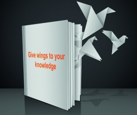 Creative Book with Origami birds design vector 01