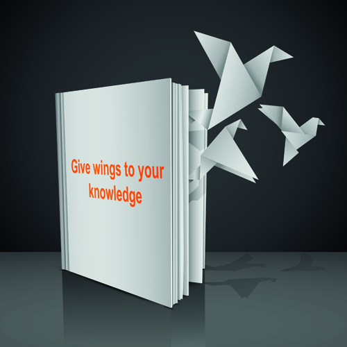 Creative Book with Origami birds design vector 01