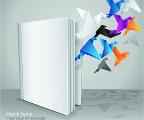 Creative Book with Origami birds design vector 02
