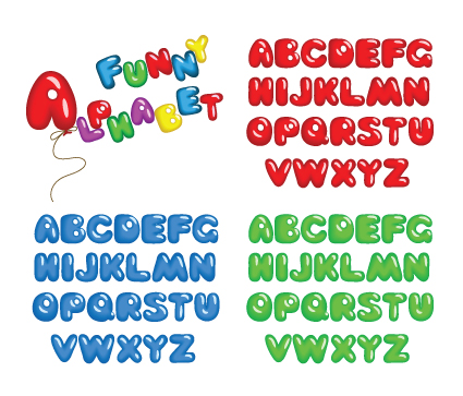 Various Bright colored alphabet design vector set 01