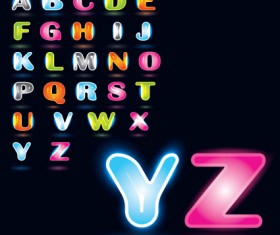 Various Bright colored alphabet design vector set 03