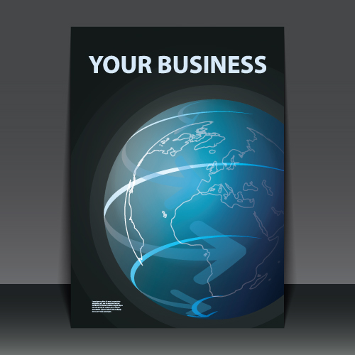 Business flyer with planet design vector 01