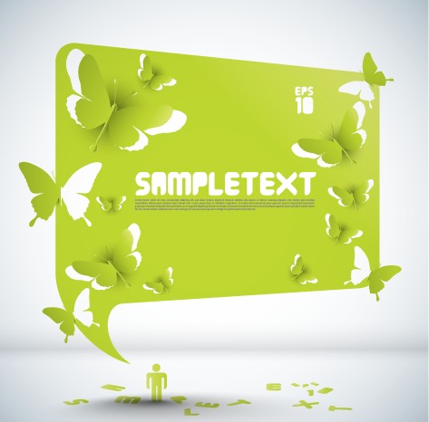 Set of Butterfly cloud for text design vector 01
