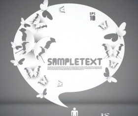 Set of Butterfly cloud for text design vector 03