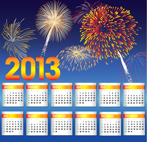 Set of Calendar grid 2013 design vector 04