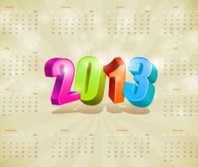 Set of Calendar grid 2013 design vector 05