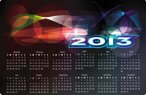 Set of Calendar grid 2013 design vector 09