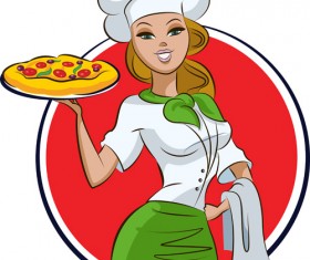 Set of Chef with pizza design vector 03
