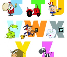 Funny Childrens alphabet vector set 01