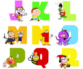 Funny Childrens alphabet vector set 02