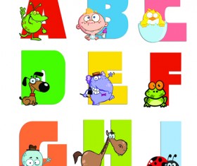 Funny Childrens alphabet vector set 03