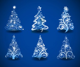 Halation Christmas tree design vector set 01