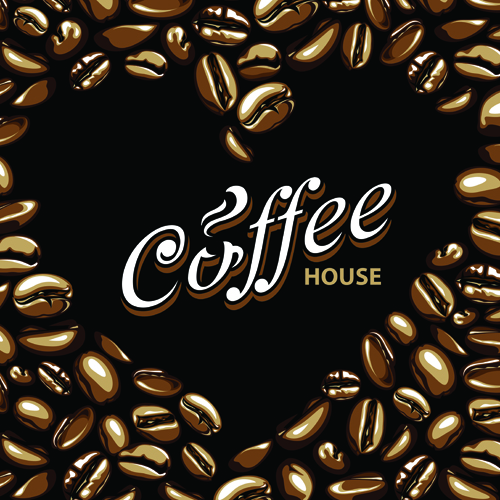 Set of Dark Coffee vector background 04