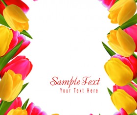 Set of Color Tulips Cards design vector 03