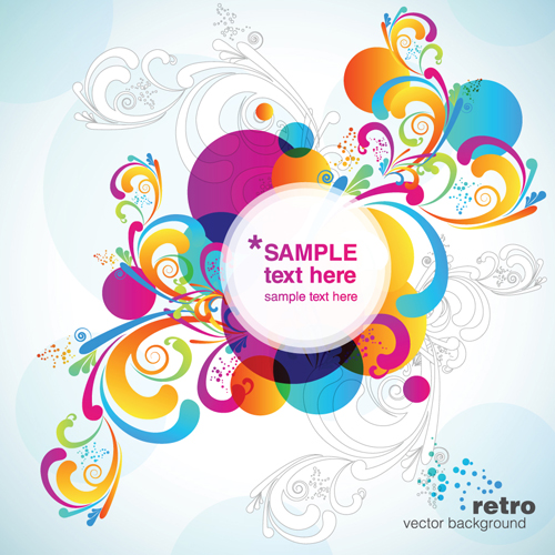 Set of Colored swirl vector backgrounds art 01