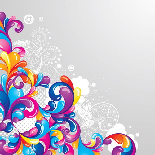 Set of Colored swirl vector backgrounds art 02
