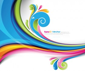 Set of Colored swirl vector backgrounds art 06