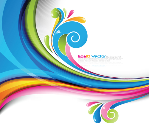 Set of Colored swirl vector backgrounds art 06