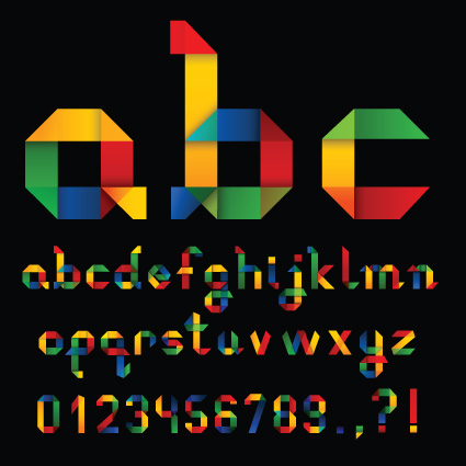 Set of Colorful Alphabet and numbers design vector 01