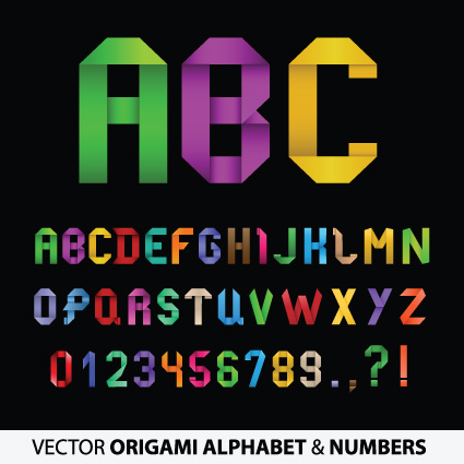 Set of Colorful Alphabet and numbers design vector 02