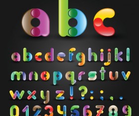 Set of Colorful Alphabet and numbers design vector 03
